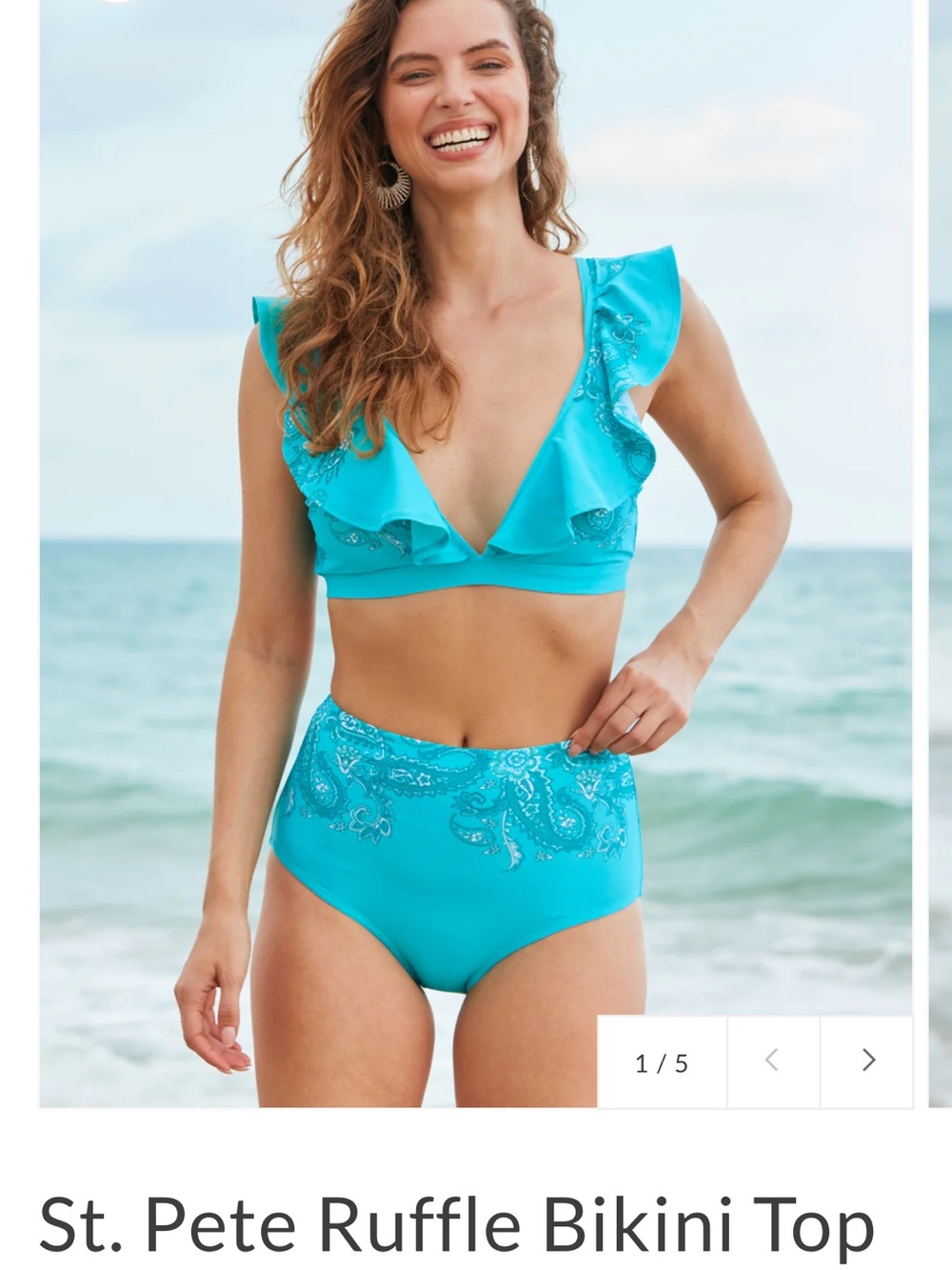 NWT Cabana Life St. Pete Ruffle Bikini Top